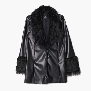 Cropp - Bőrhatású kabát - Fekete
