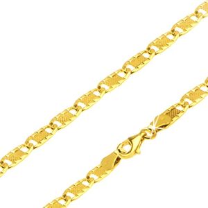 Arany nyaklánc - lapos részek dísz bemetszésekkel, rácsok, 450 mm